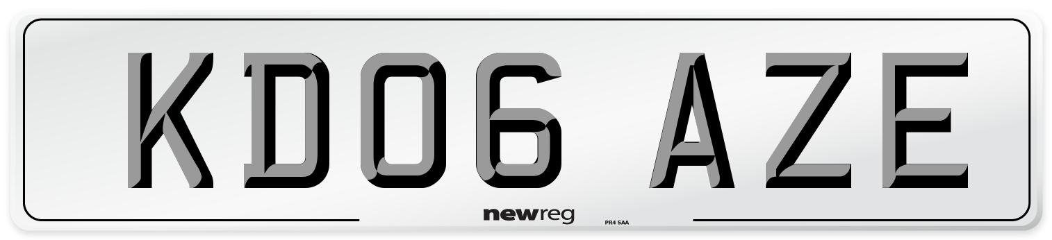 KD06 AZE Number Plate from New Reg